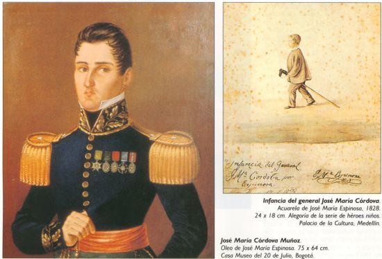 General José María Córdoba, óleo y acuarela de José María Espinosa