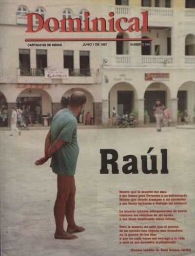 Portada del Dominical de junio 1 de 1997 con una fotografía de Raúl en la Plaza de los Coches de Cartagena (Colombia)